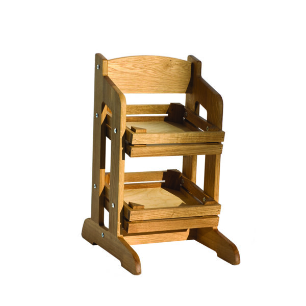 Rustic Oak Two-Tier Counter Stand  336 × 450 × 600 mm